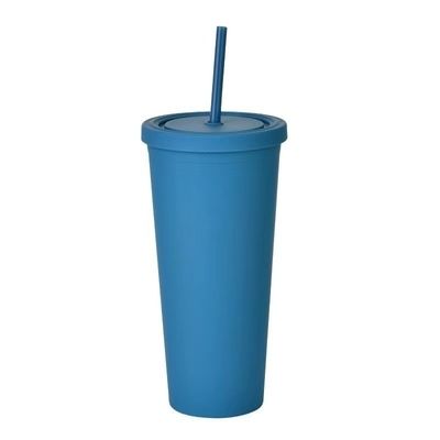 RTS 24oz AS/PS Material Custom Printed Plastic Tumblers Wiederverwendbares Doppelwand-Plastikbecher mit Stroh Süßigkeiten Farbe Nicht rutschig Umweltschonend