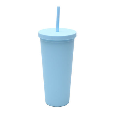 710 ml Doppelwand-Plastik-Tumbler Massenmasse wiederverwendbar schlank 24 Oz Acryl-Tumbler mit Deckel und Stroh für Wasser Kaffee mit Eis Tee Weicher Touch Finish