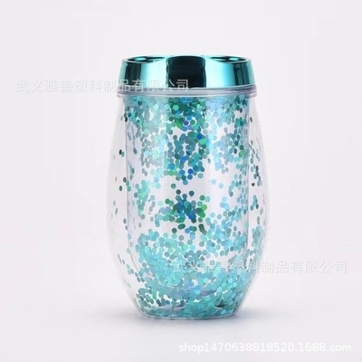 Amazon U-förmiges 12oz Weinglas Eierbecher Doppelwandiger tragbarer Plastikbecher Outdoor Trinkwasserbecher