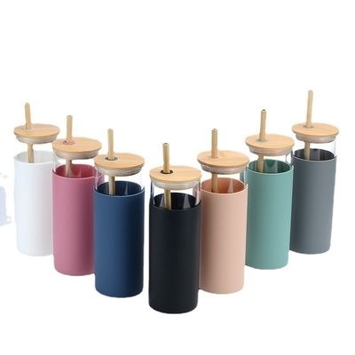 500 ml farbenfrohe Wasserflasche für den Außenreiseverkehr mit Stroh-Bamboo-Deckel Wasserflasche Leichtgewicht für das Büro