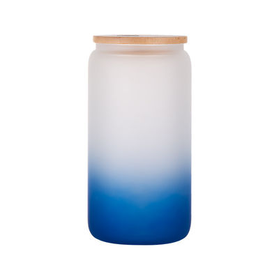 Sublimationsglasdose 18 Oz mit Bambusdeckel und klarem Glas Stroh Bierdose Weitmunde Gläser Tumbler Tassen Becher für Eiskaffee Saft Soda Getränke Bier