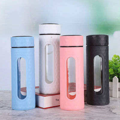 Maßgeschneiderte Leichtgewicht niedlich Öko-freundlich 400ml Glasflasche BPA-frei Doppelschicht Glas Warmwasserflasche für heiße Getränke hohe H2 Konzentration