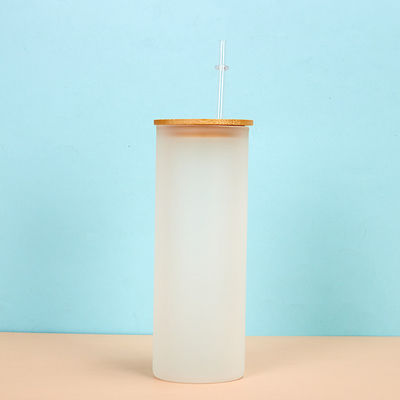 Individuell wiederverwendbare Glasflasche mit 16 Oz Glas Kaffeetasse mit Bambusdeckel und Stroh