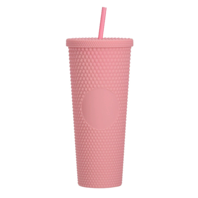 710ml Large Capacity Double-layer Plastic Straw Cup Factory Direct Supply Creative Portable Durian Prickly Diamond Style