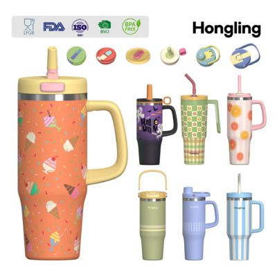 Amazon Cross-Border 30oz/40oz/50oz Auto-Becher Custom Eisbecher Große Kapazität Strohhalm Griff Isolierter Auto-Tumbler