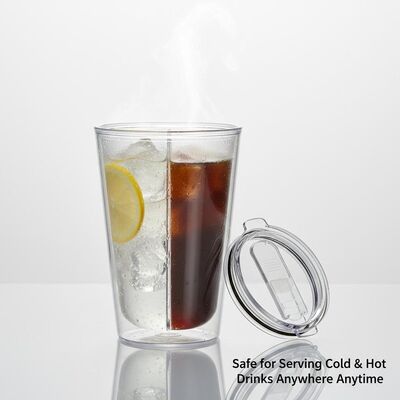 Double Wall Plastic Tumbler 15 Oz Capacity BPA Free Material Safe for Serving Cold Hot Drinks Anywhere Anytime