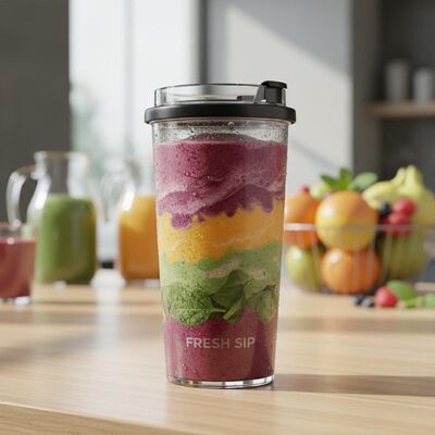 Schiebeverriegelung Kunststoff-Tumbler-Zylinder geeignet für kalte Getränke Smoothies und Säfte in der Hotellerie